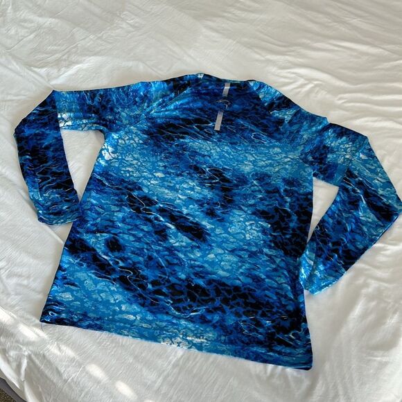 World Wide Sportsman Blue Crew Neck Long Sleeve Performance Fishing Shirt - Picture 5 of 8